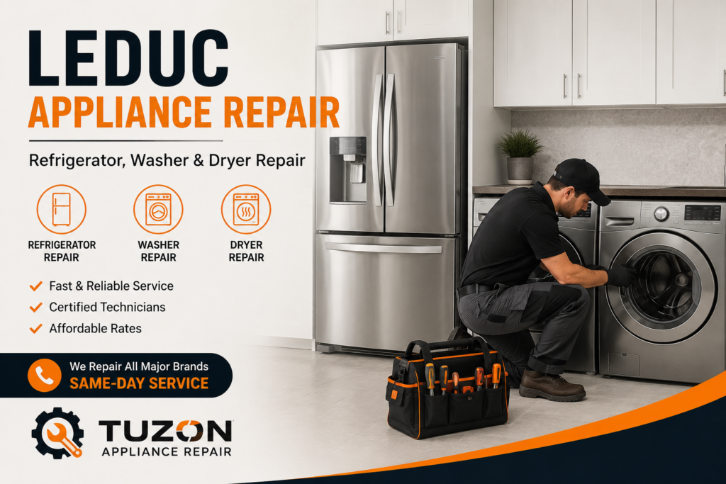 Appliance Repair Leduc AB technician repairing a home appliance